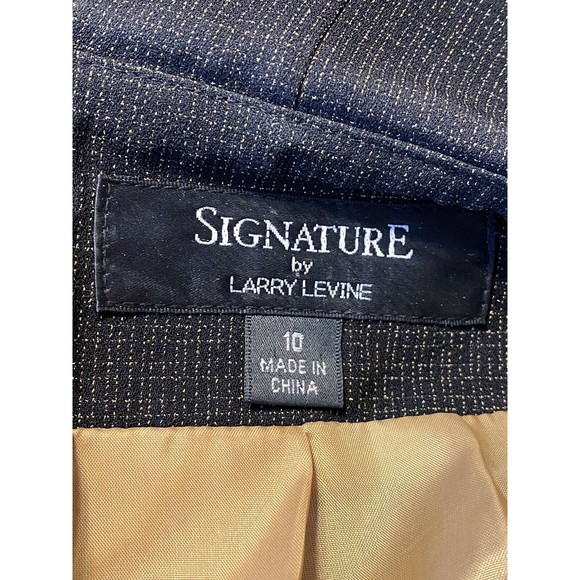 Signature by Larry Levine Womens Size 10 Black Blazer Jacket Suit Coat Ruffle - Picture 8 of 9